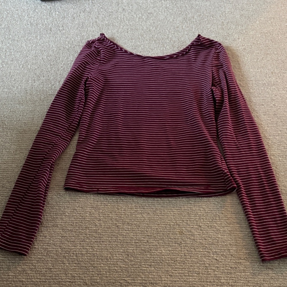 Edikted Burgundy and White Striped Long Sleeve Top